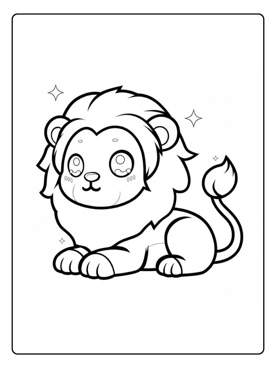 Leuke kleine kleurplaat leeuw
