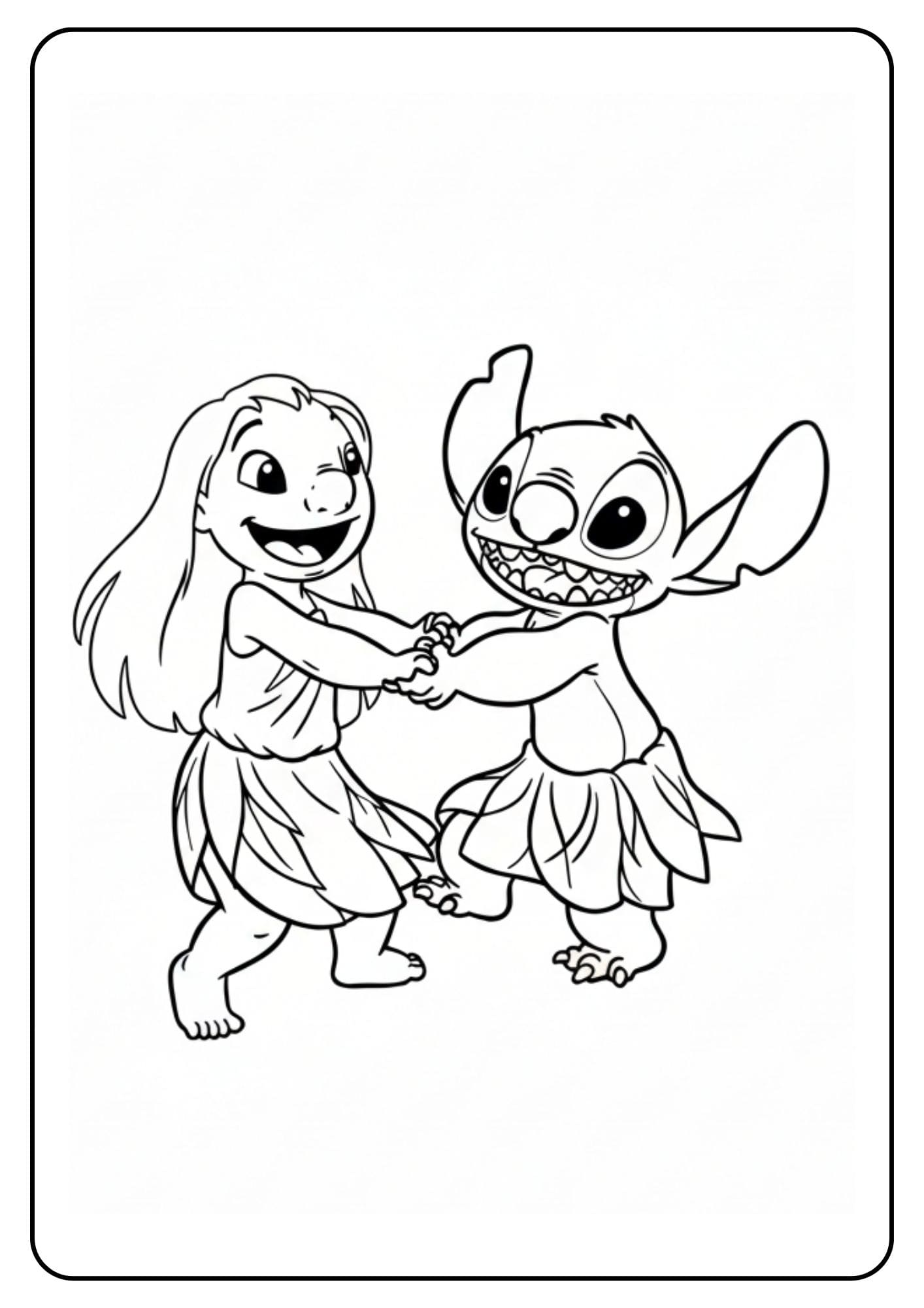 Lilo dans met Stitch kleurplaat