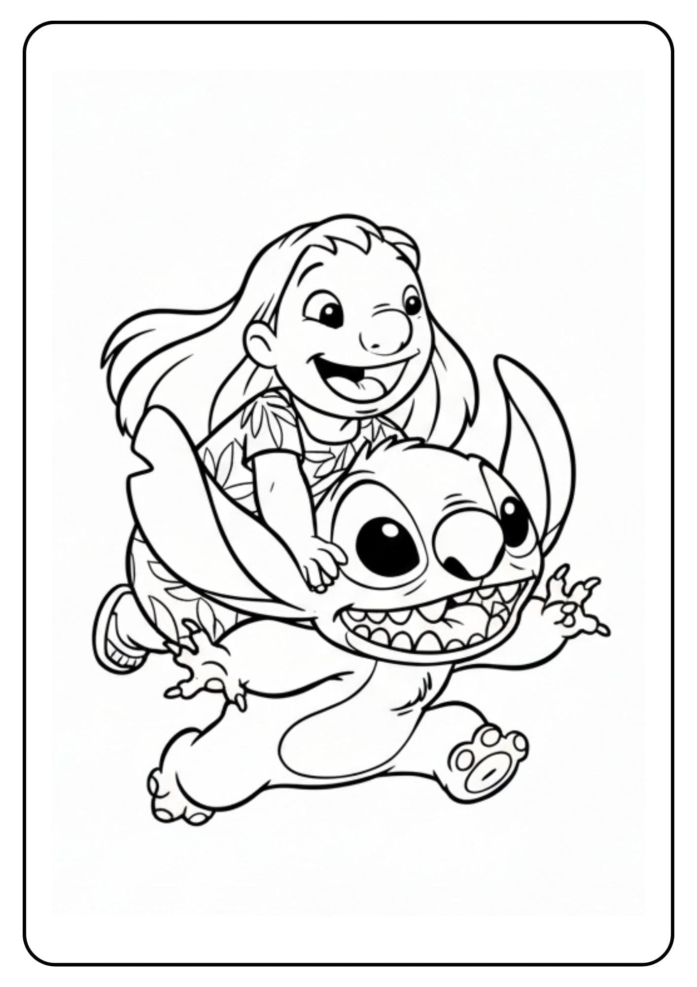 Lilo en Stitch spelen kleurplaat