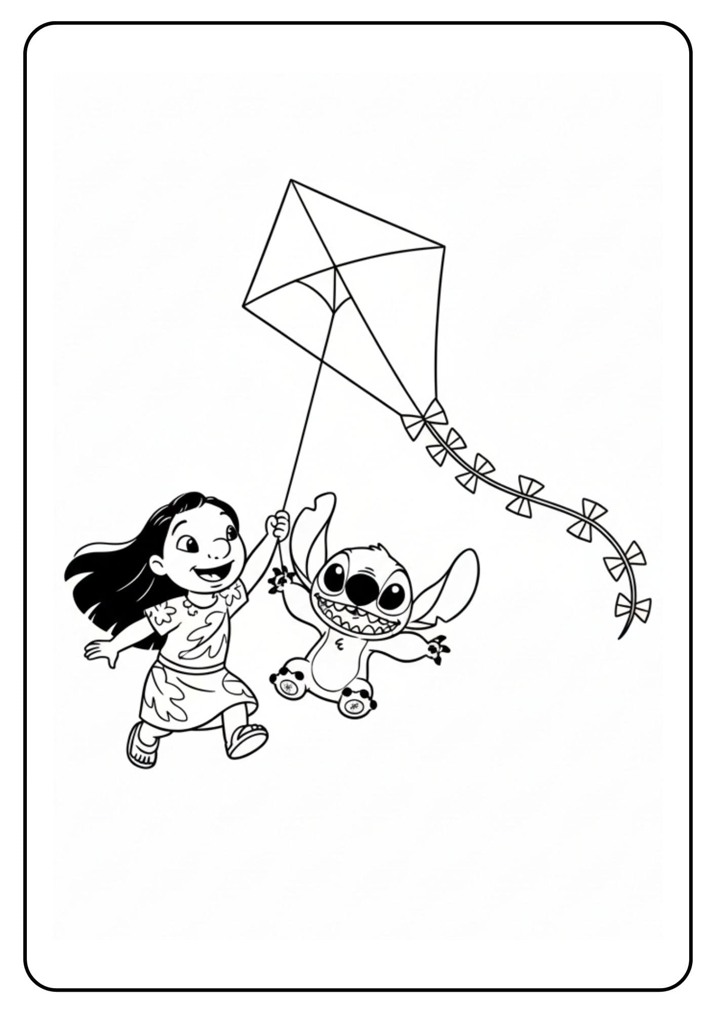 Lilo en Stitch vlieger kleurplaat