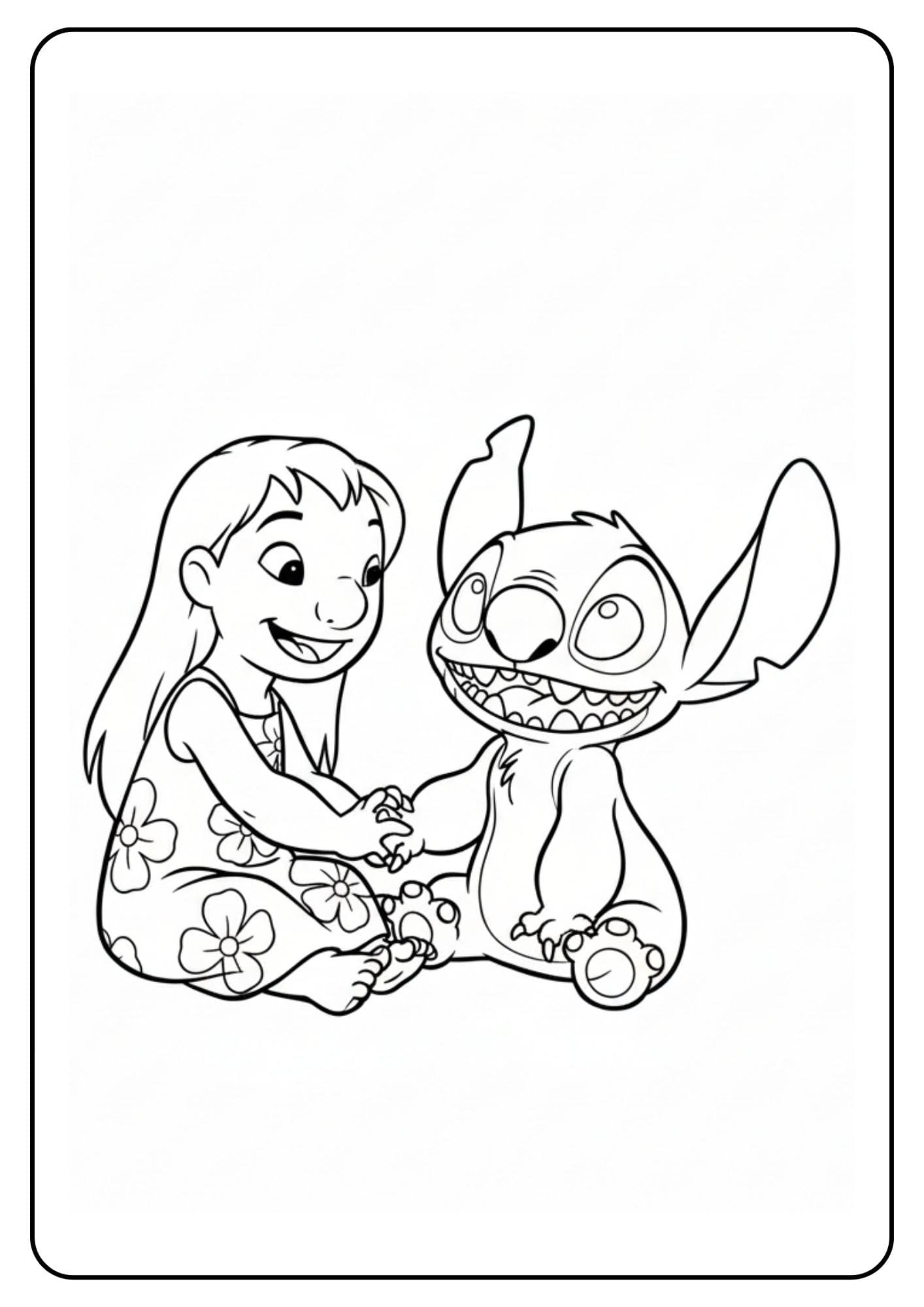 Lilo hand in hand Stitch kleurplaat