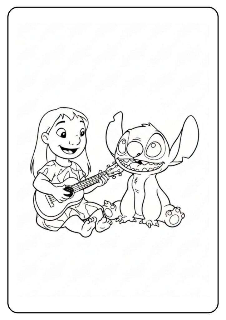 Lilo speelt met Stitch kleurplaat