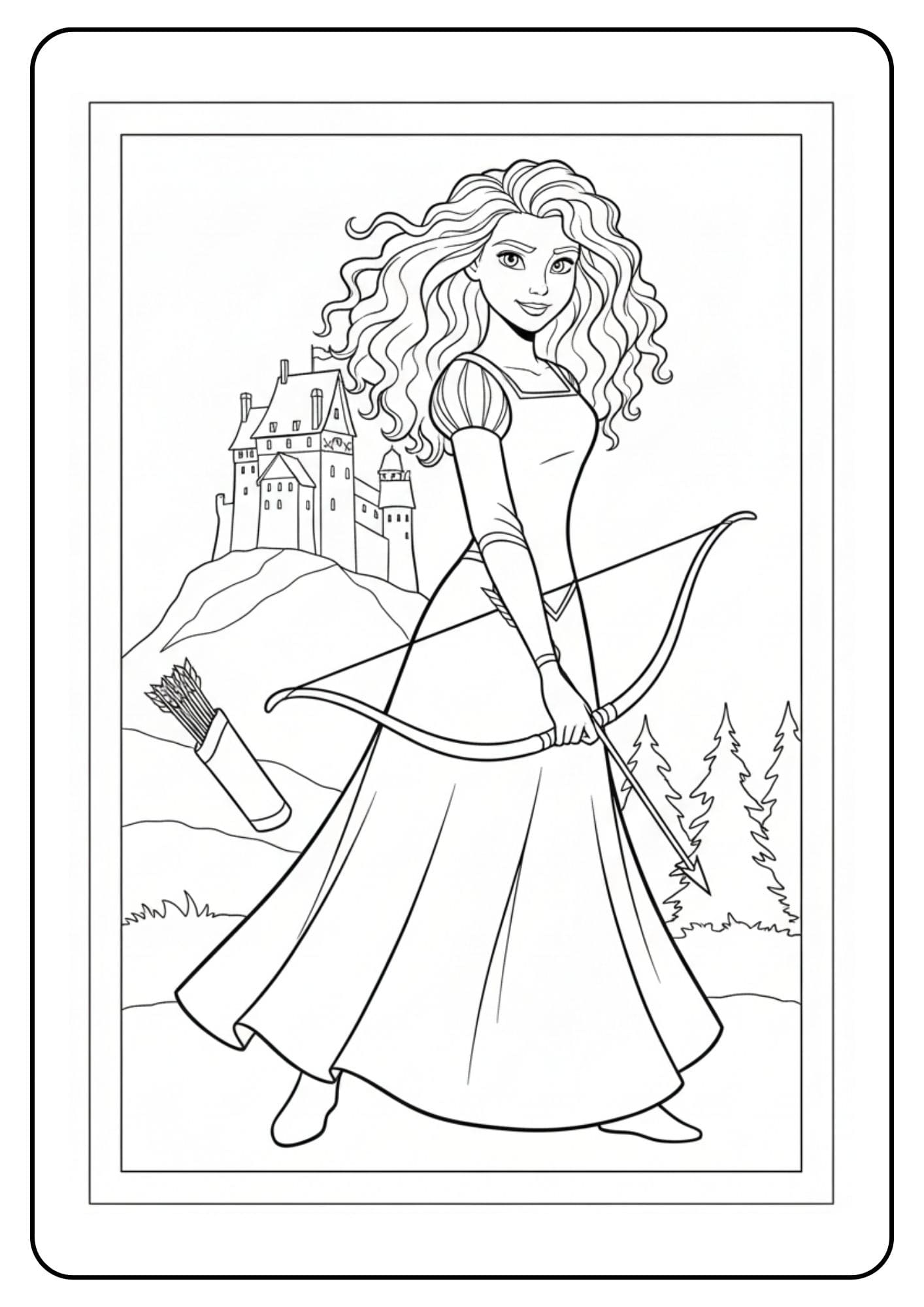 Merida kleurplaat prinsessen disney