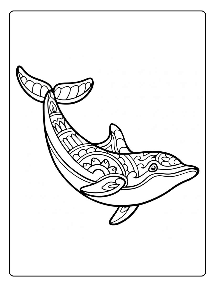 Mooie Dolfijn Dieren Mandala Kleurplaat