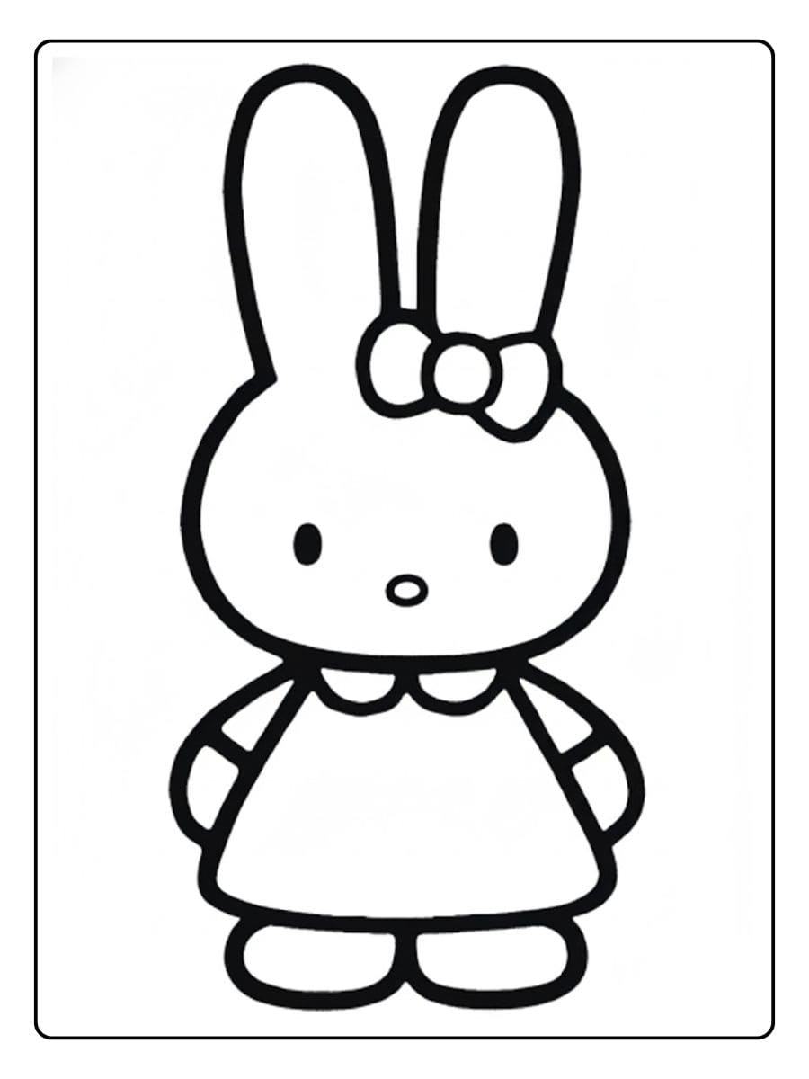 Nijntje Konijn in Jurk Kleurplaat Eenvoudige Lijnen
