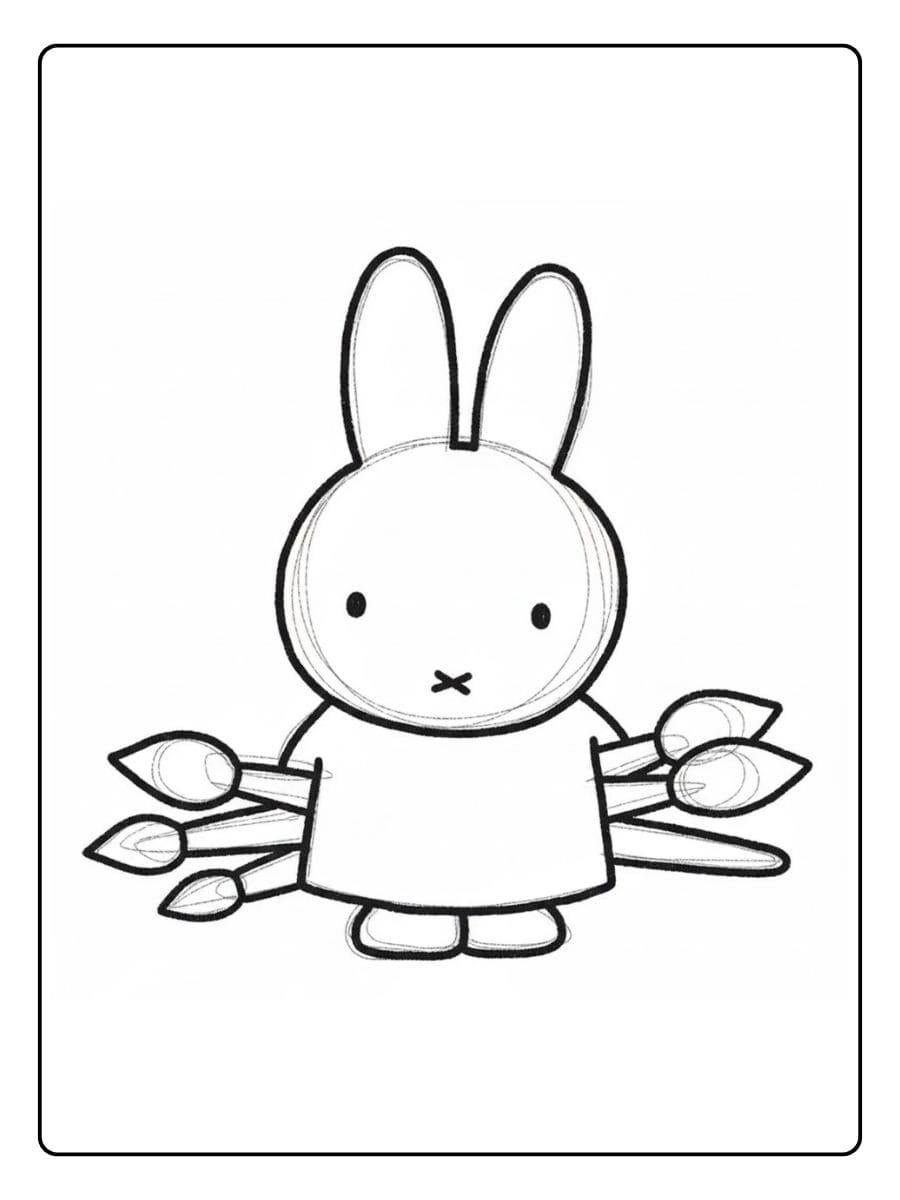 Nijntje met Kwasten Kleurplaat