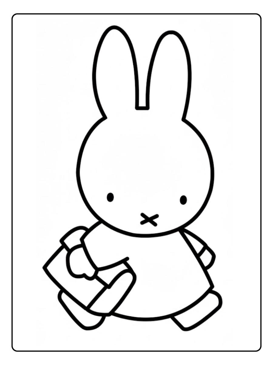 Nijntje met tas kleurplaat Dikkie Dik