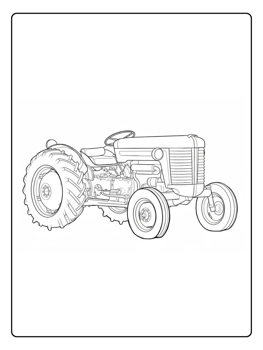 Oude trekker Kleurplaat trekker met dikke lijnen