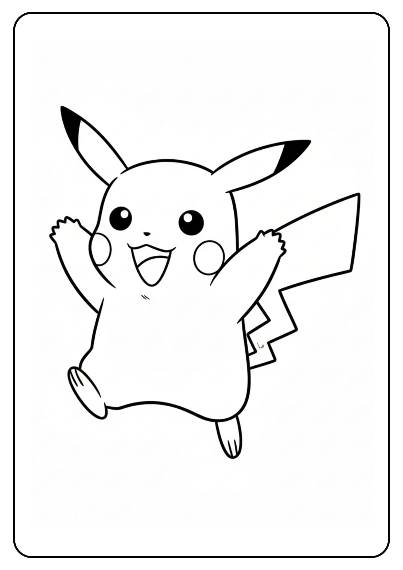 Pikachu kleurplaat vrolijk springend