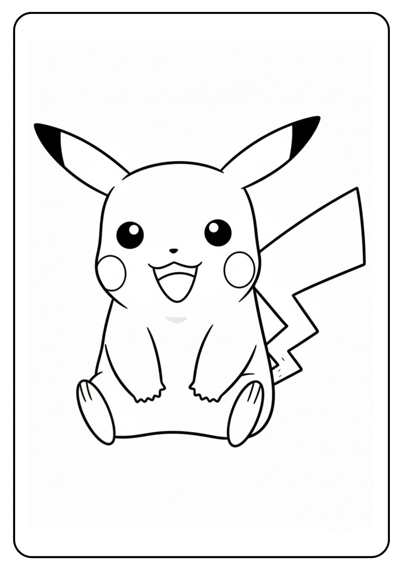 Pikachu kleurplaat zittend simpel