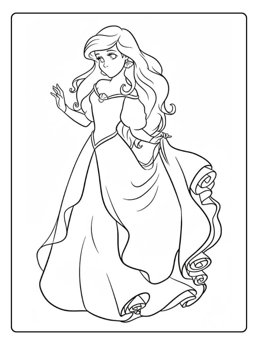 Prinses Ariel Jurk Schets Kleurplaat Prinses
