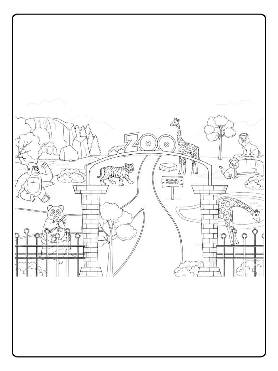 Safari dieren in de dierentuin kleurplaat dierentuin
