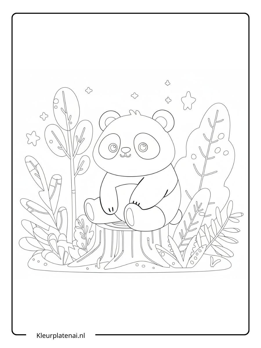 Schattige Panda Kleurplaat (3)