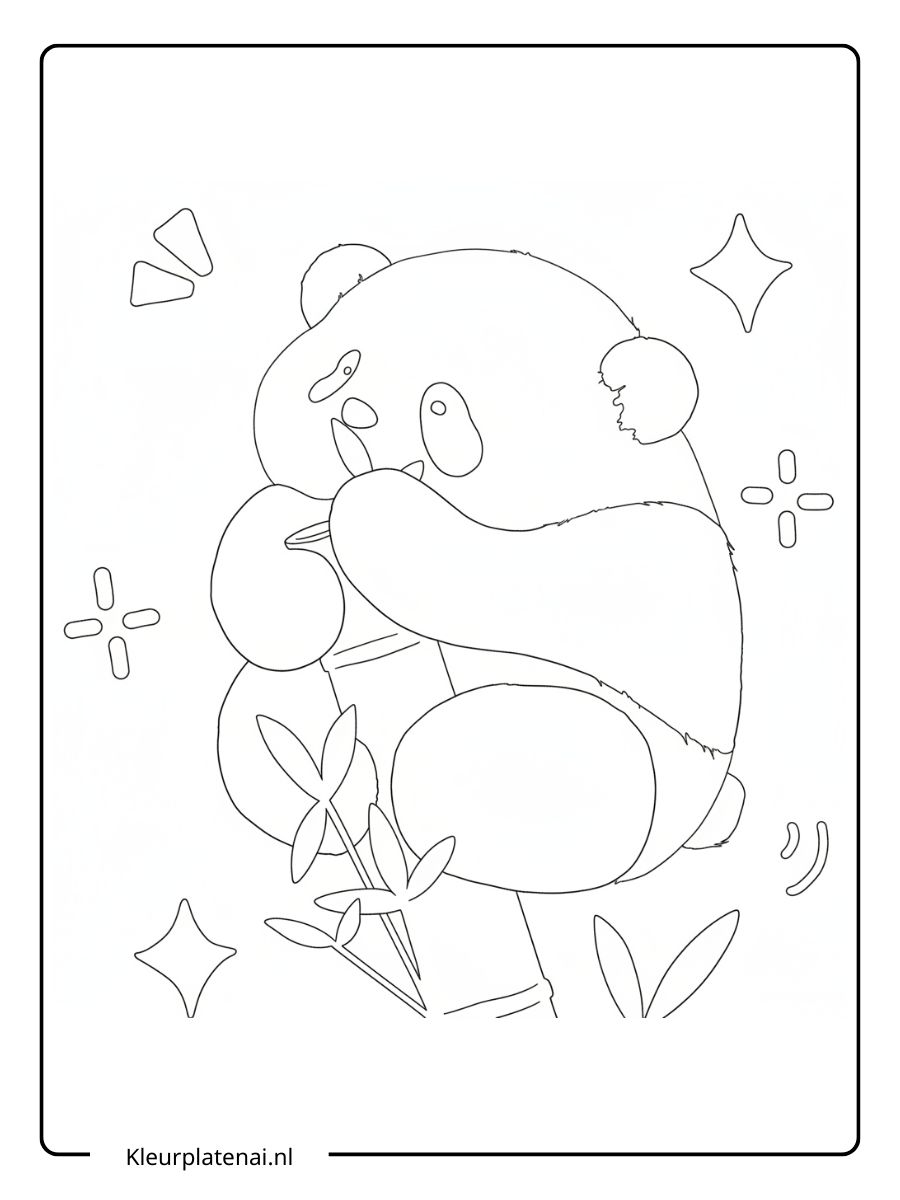 Schattige Panda Kleurplaat (6)