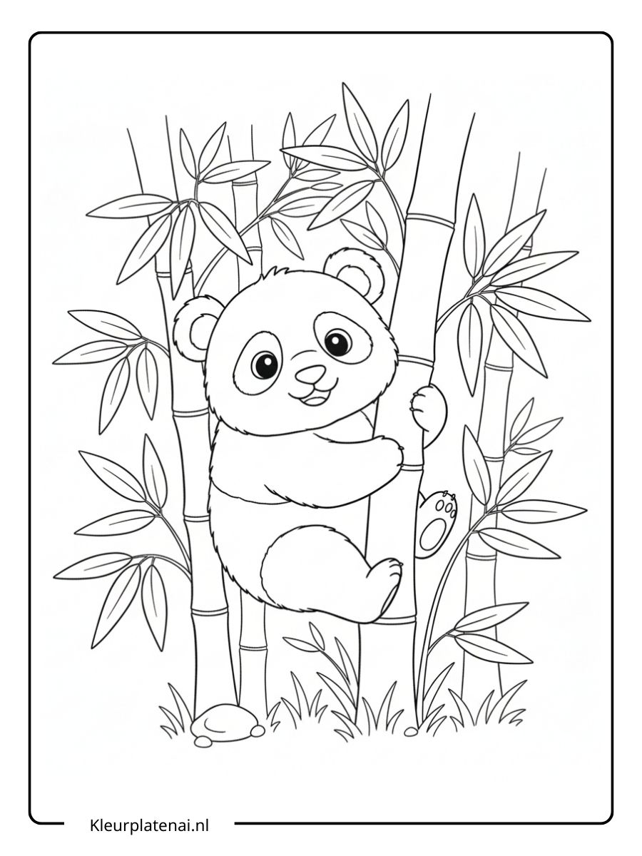 Schattige Panda Kleurplaat (7)