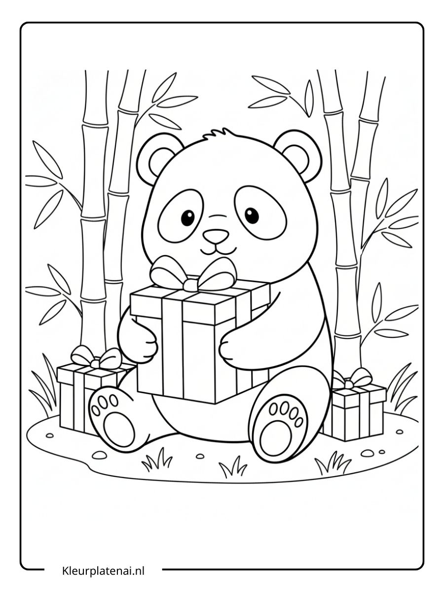 Schattige Panda Kleurplaat (8)