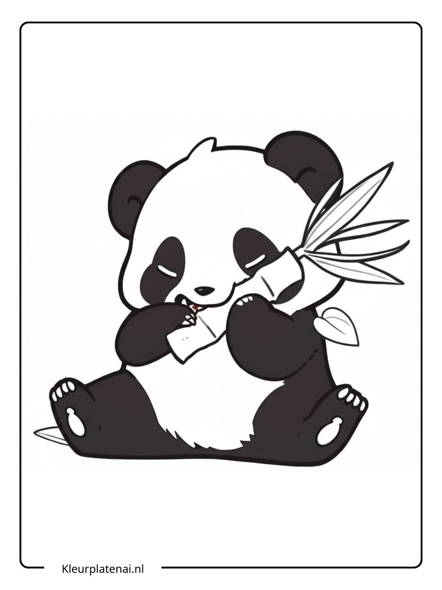 Schattige Panda Kleurplaat (9)