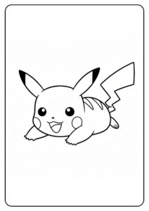 Schattige Pikachu kleurplaat liggend