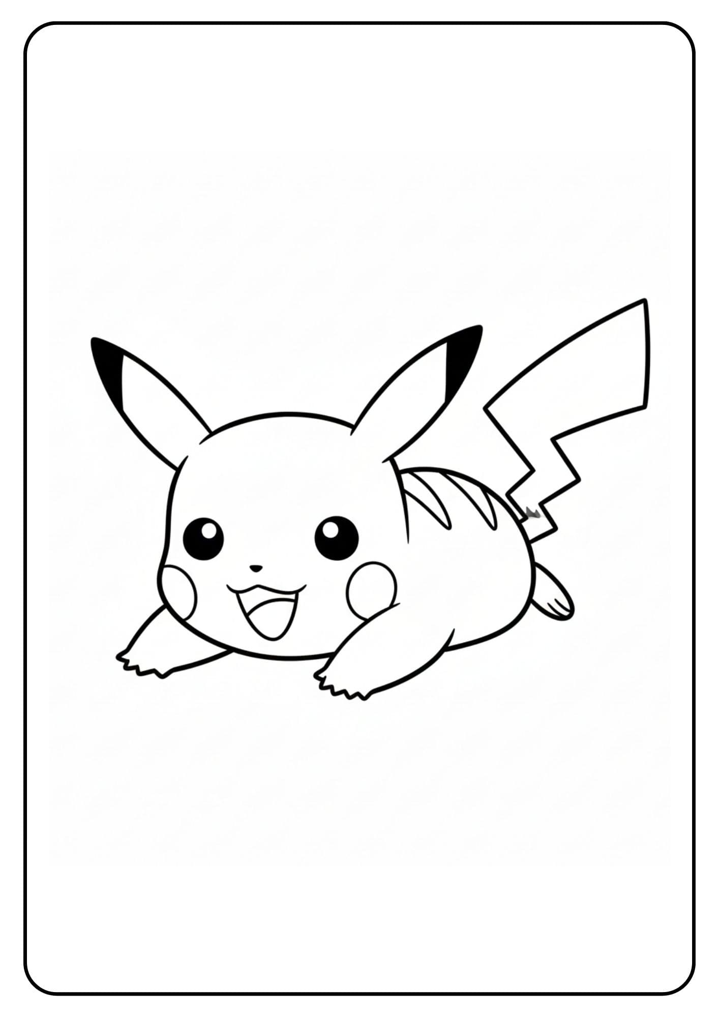 Schattige Pikachu kleurplaat liggend