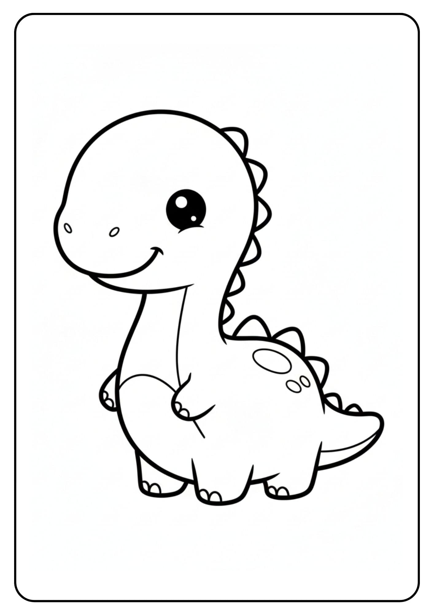 Schattige baby dino kleurplaat