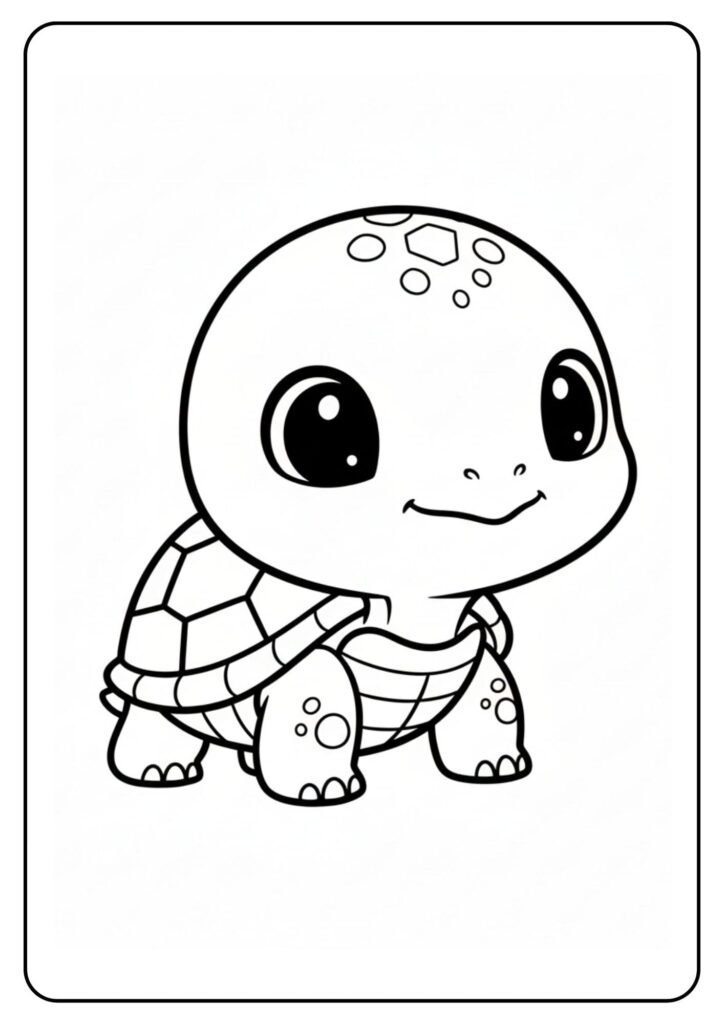 Schattige baby schildpad kleurplaat