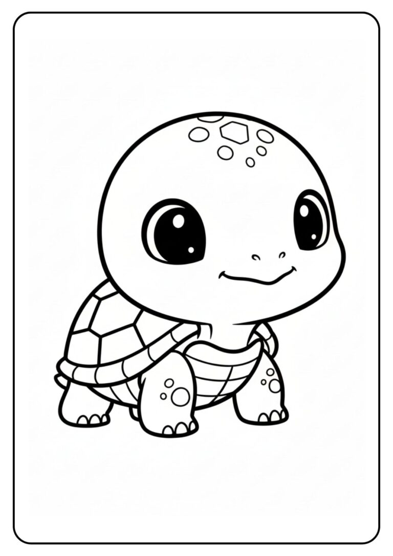 Schattige baby schildpad kleurplaat