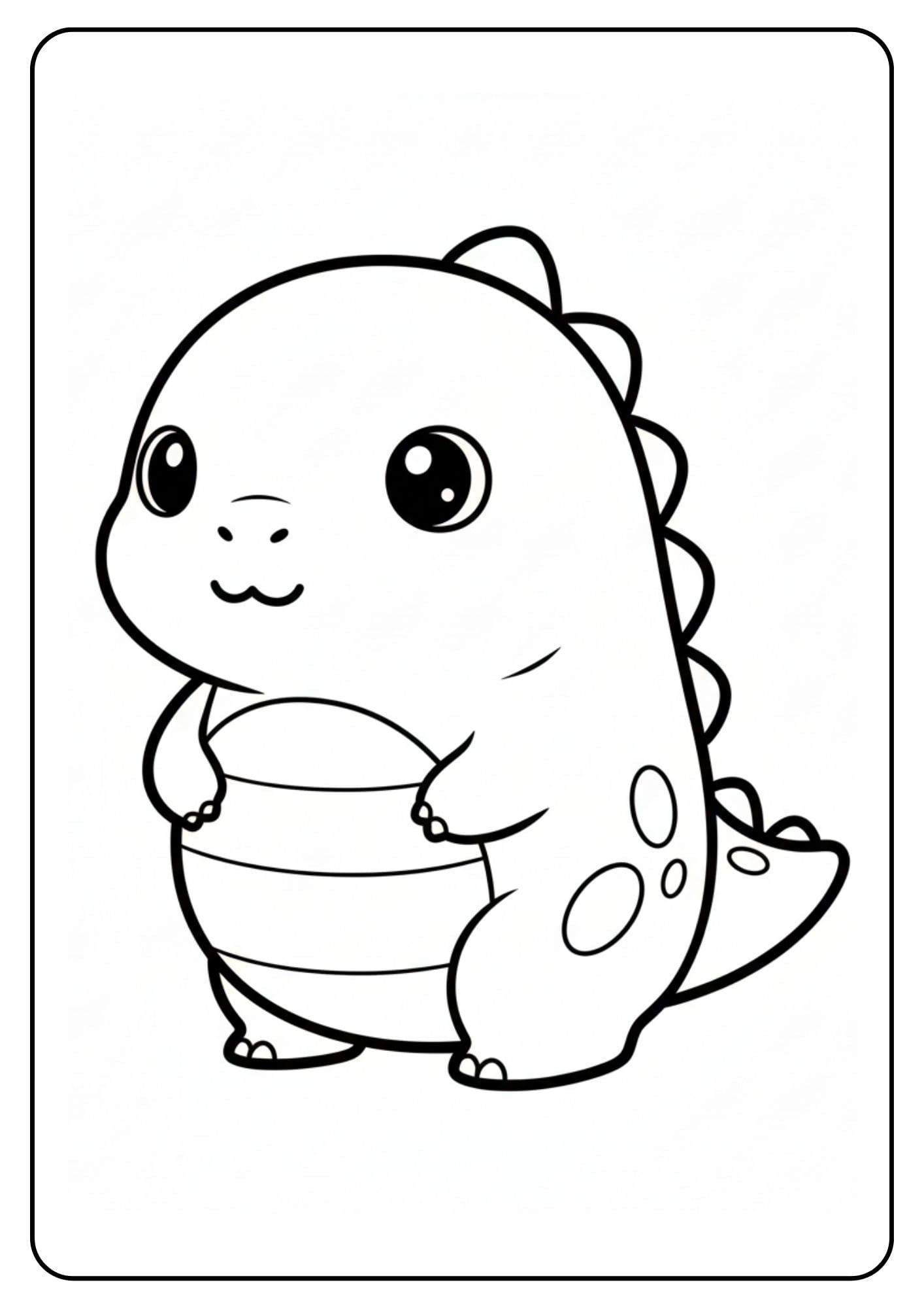 Schattige dikke dino kleurplaat