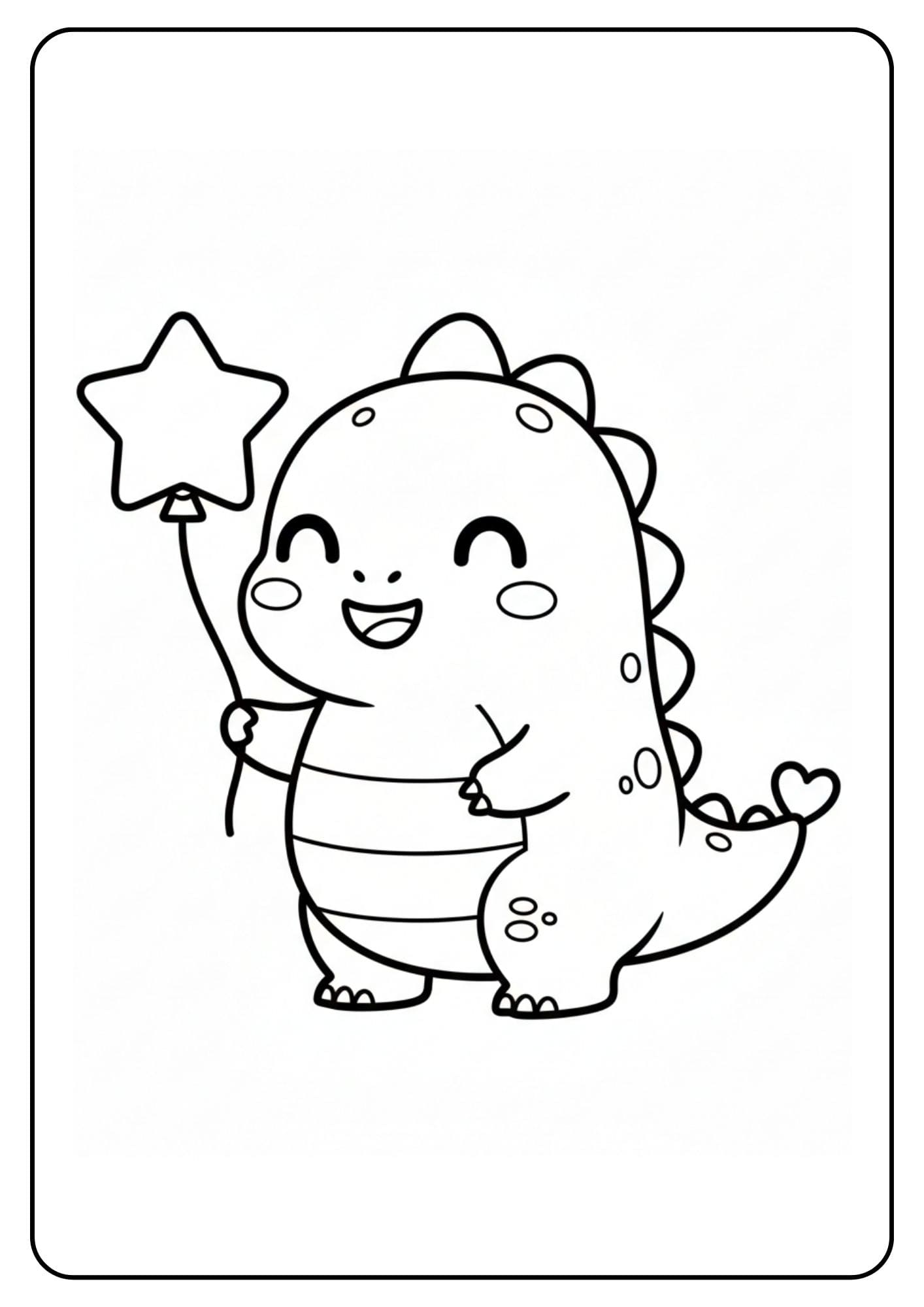 Schattige dino kleurplaat lachend