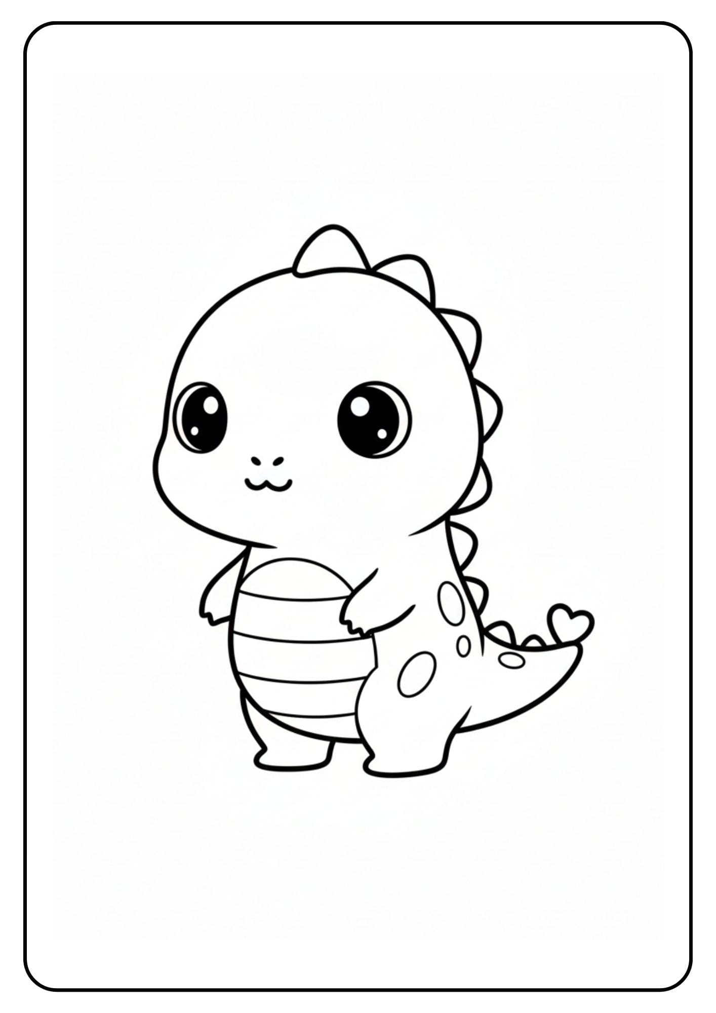 Schattige dino kleurplaat simpel