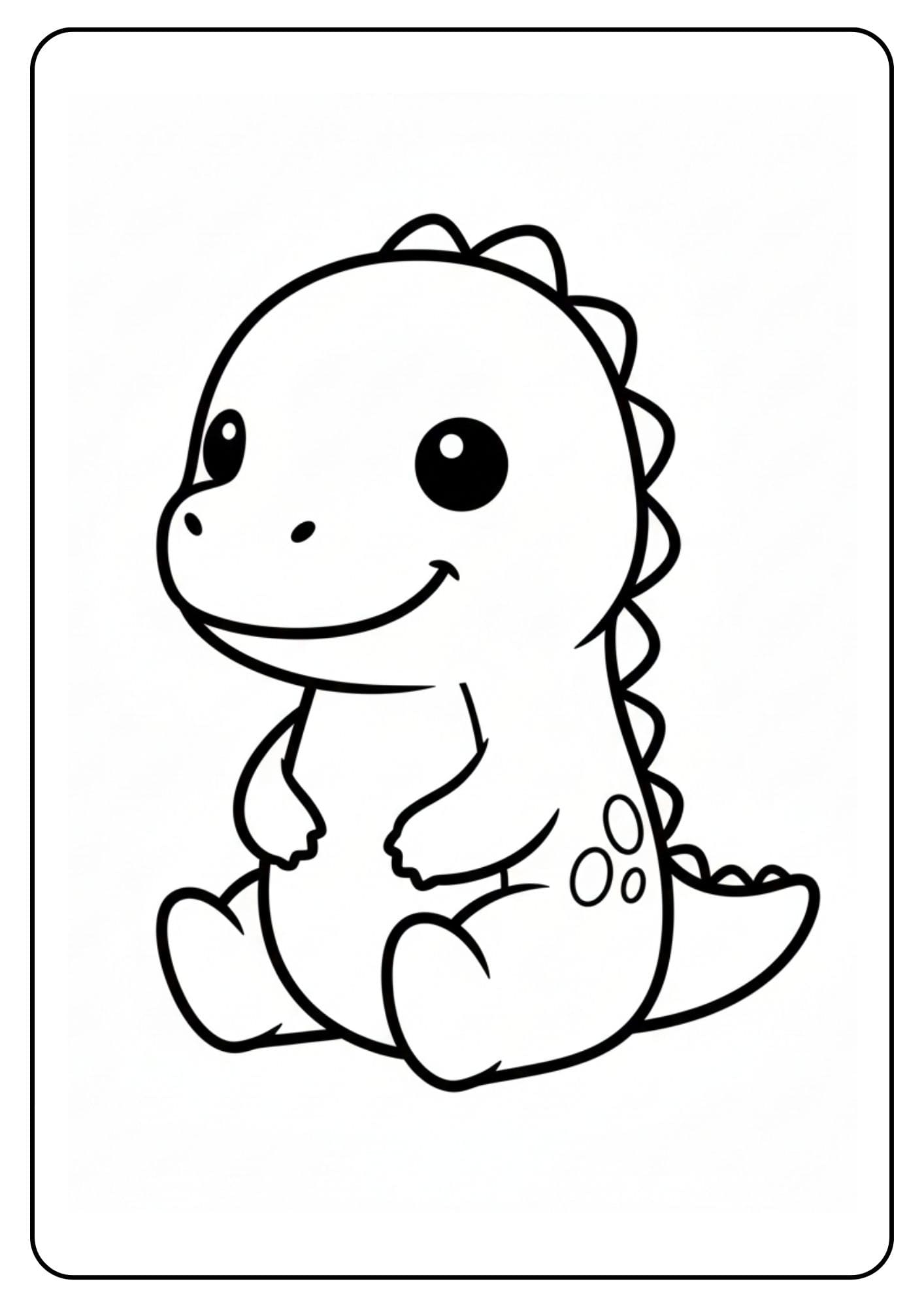 Schattige dino kleurplaat zittend