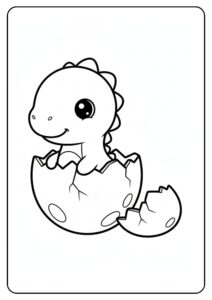 Schattige dino uit ei kleurplaat