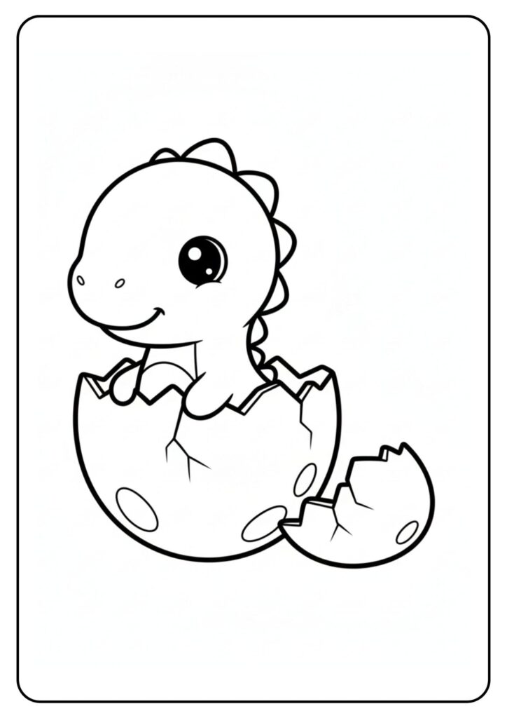 Schattige dino uit ei kleurplaat