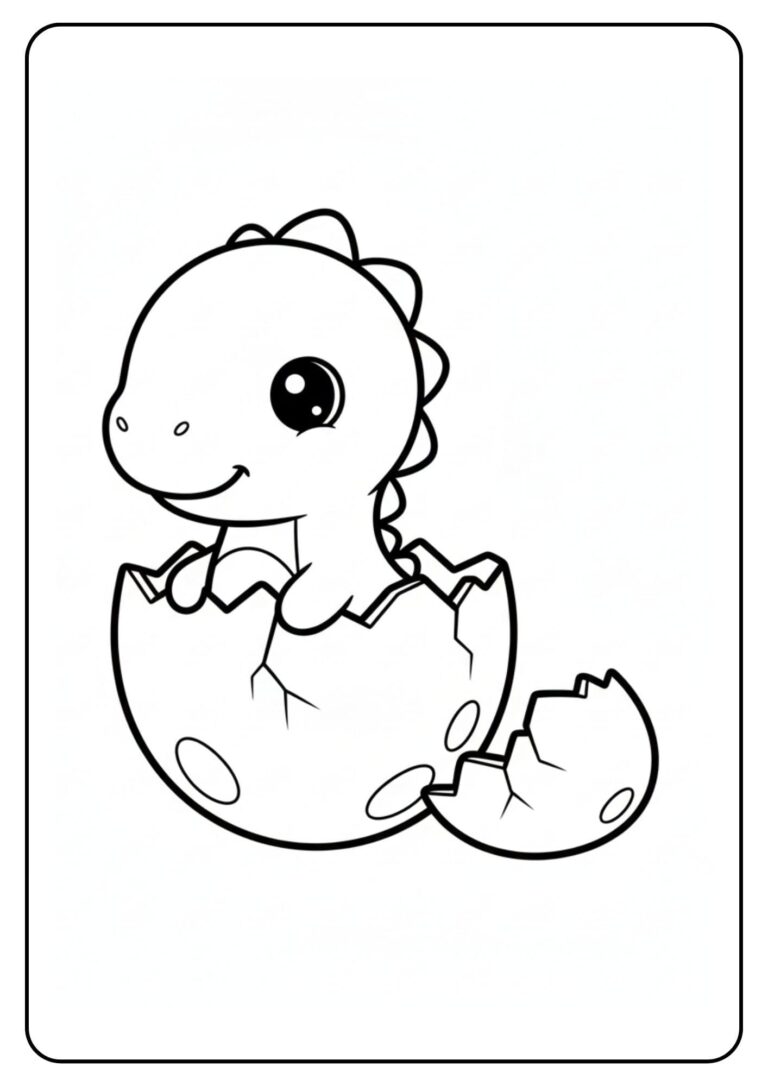 Schattige dino uit ei kleurplaat