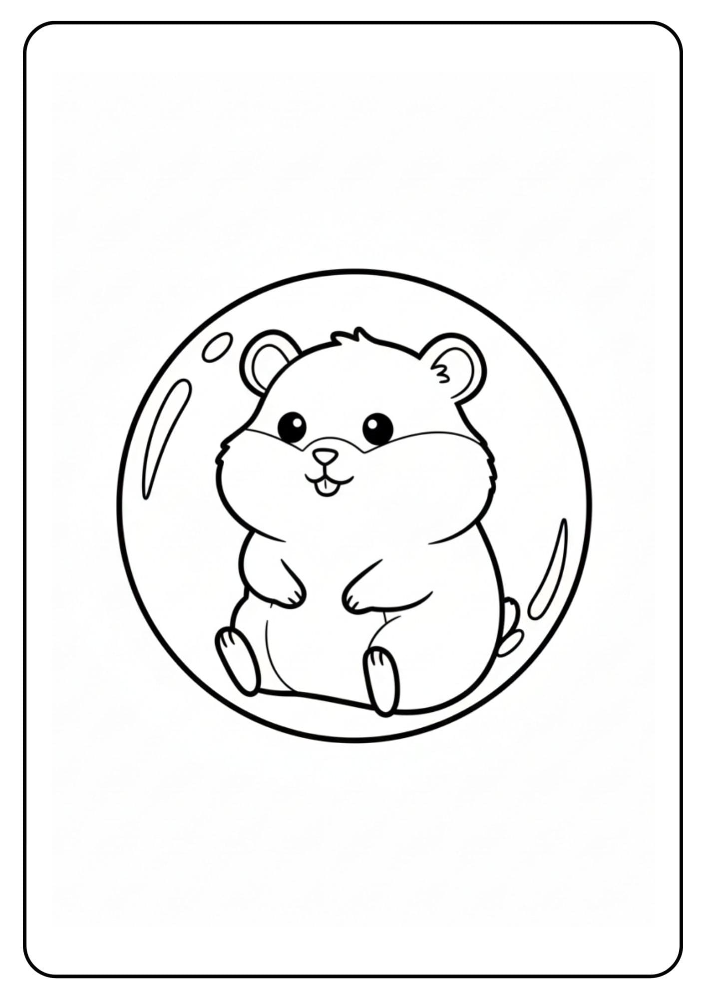 Schattige hamster in bal kleurplaat