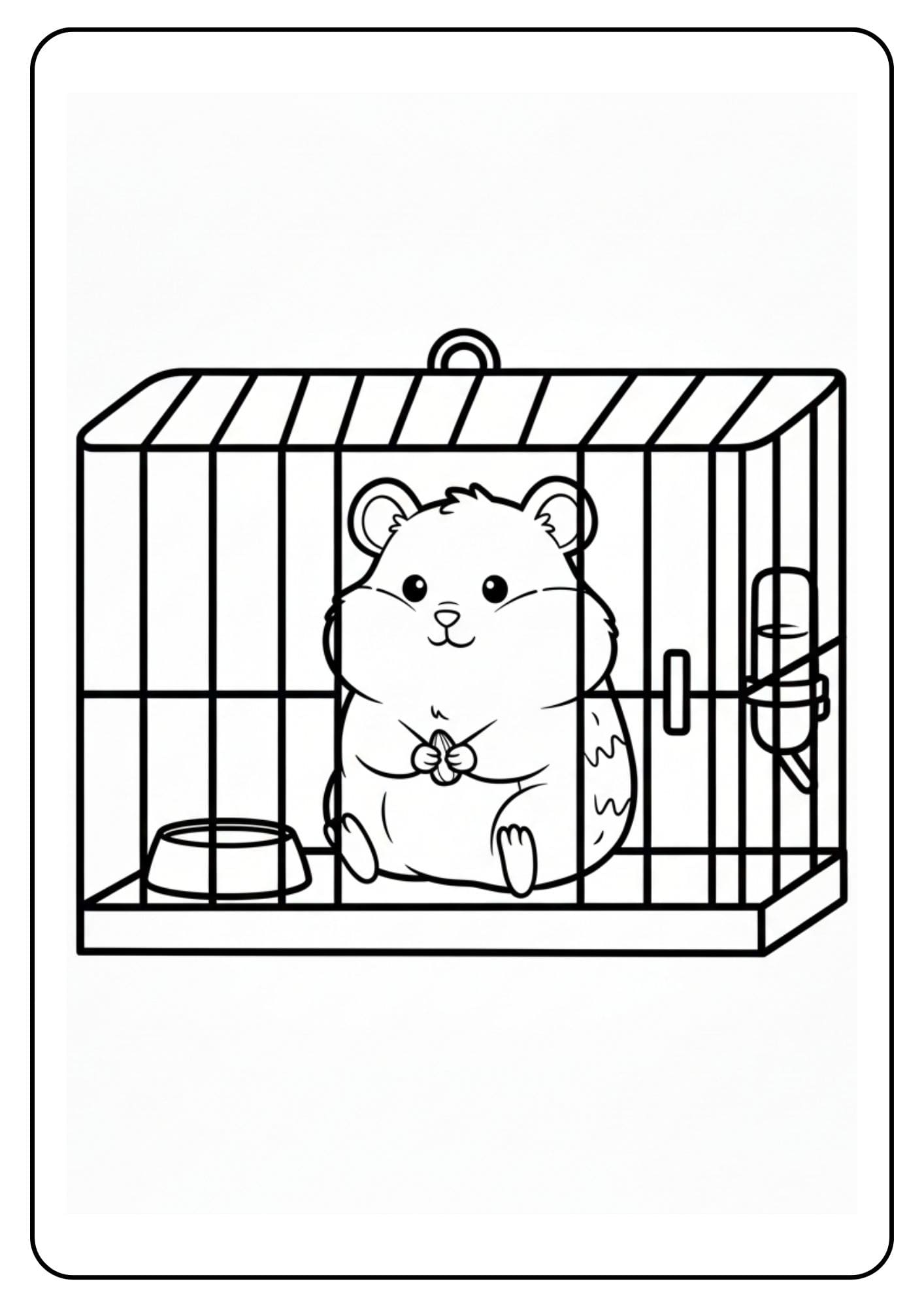 Schattige hamster in hok kleurplaat