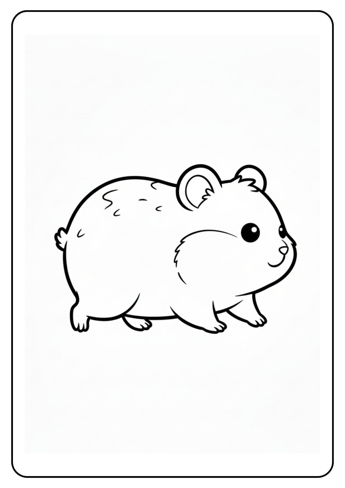 Schattige hamster lopend kleurplaat