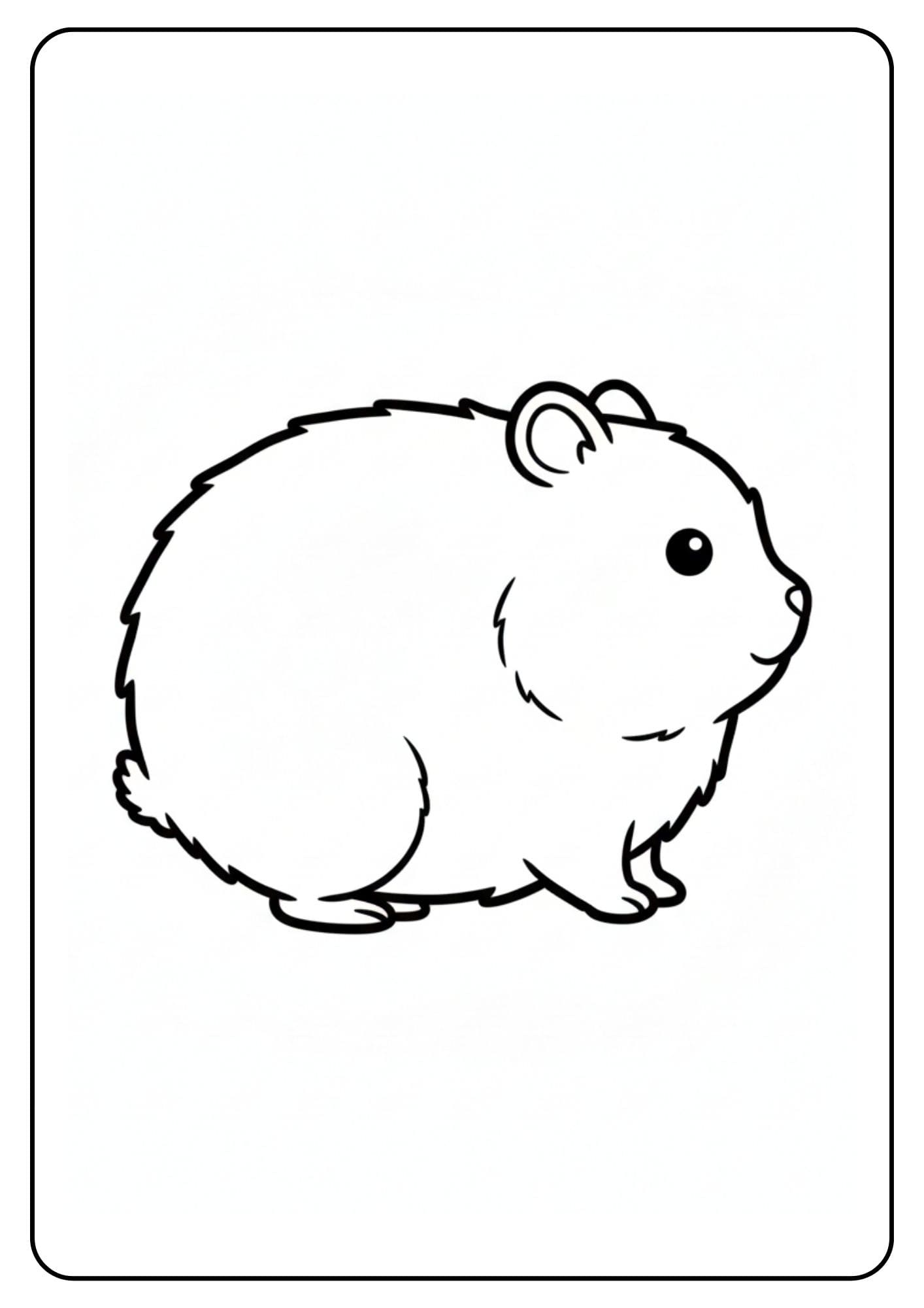 Schattige hamster zijkant kleurplaat