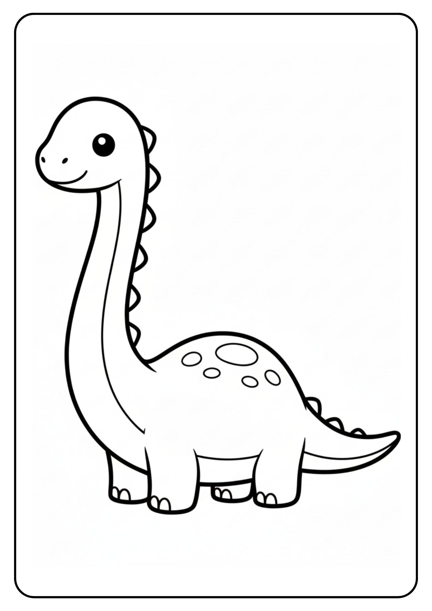 Schattige lange nek dino kleurplaat