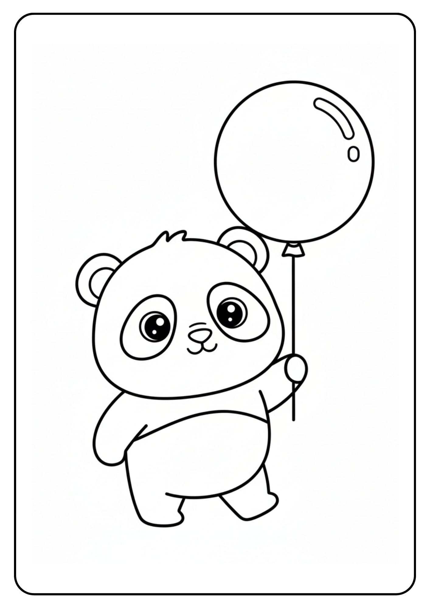 Schattige panda kleurplaat met ballon