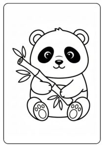 Schattige panda kleurplaat met bamboe