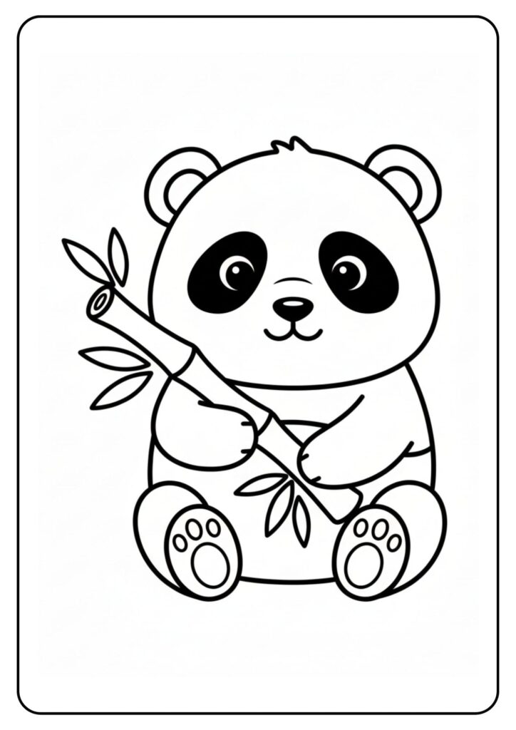 Schattige panda kleurplaat met bamboe
