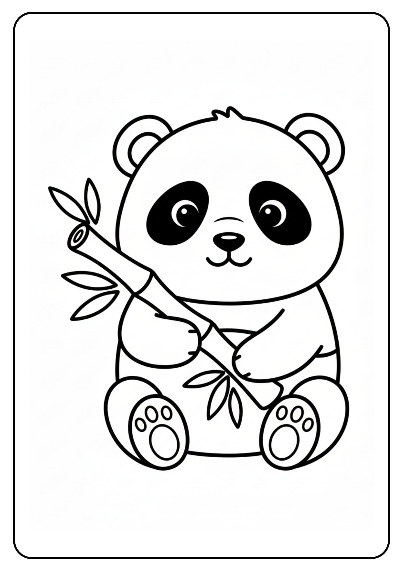 Schattige panda kleurplaat met bamboe