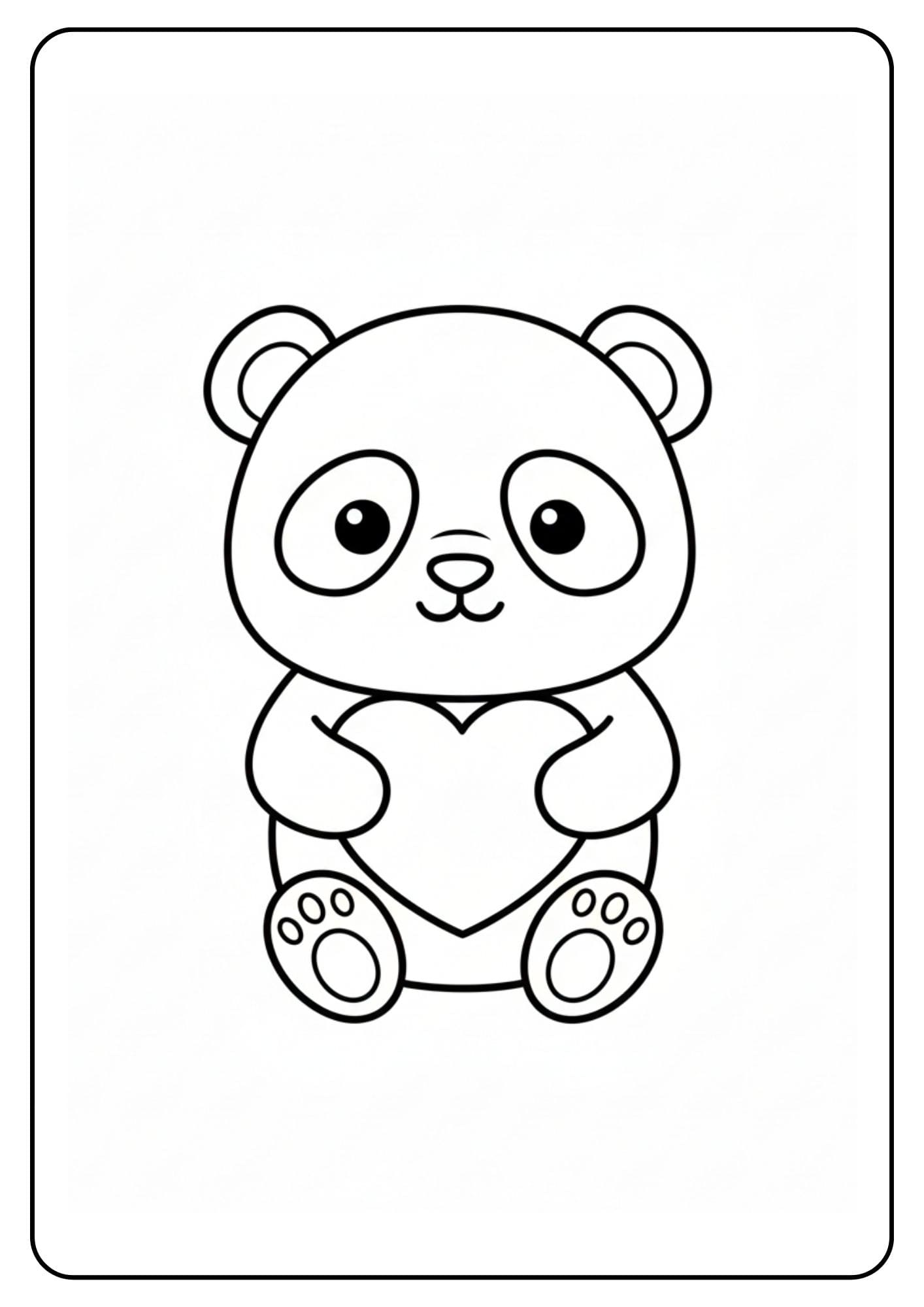 Schattige panda kleurplaat met hartje