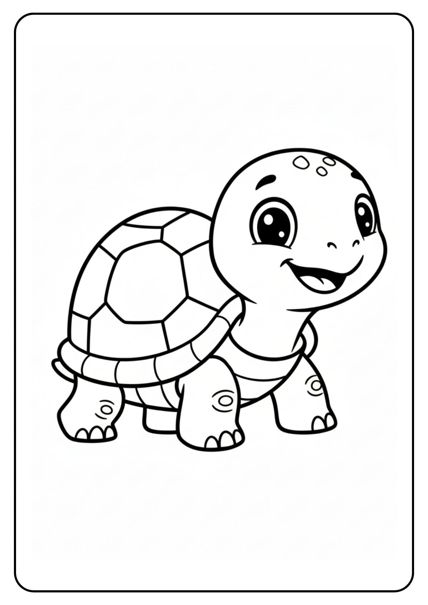 Schattige schildpad kleurplaat eenvoudig