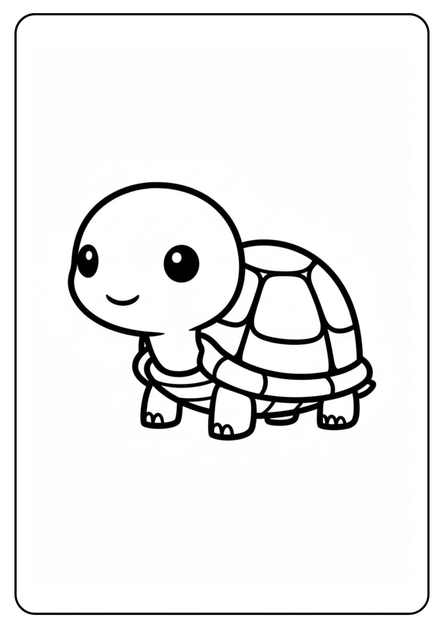 Schildpad kleurplaat met schattig gezicht