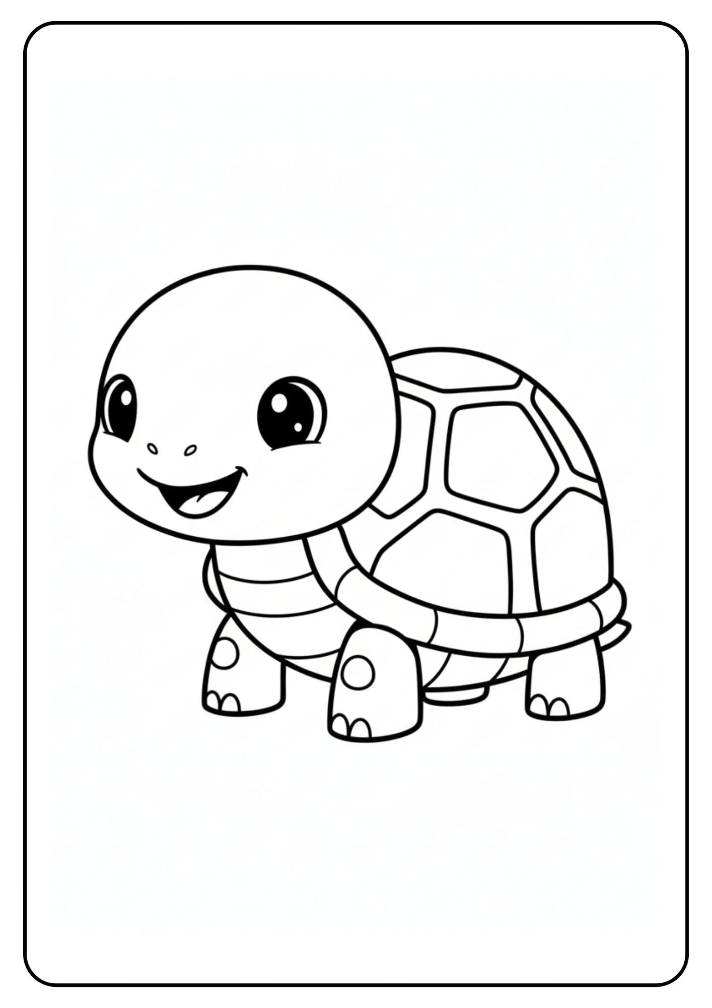 Schildpad kleurplaat schattig voor peuters