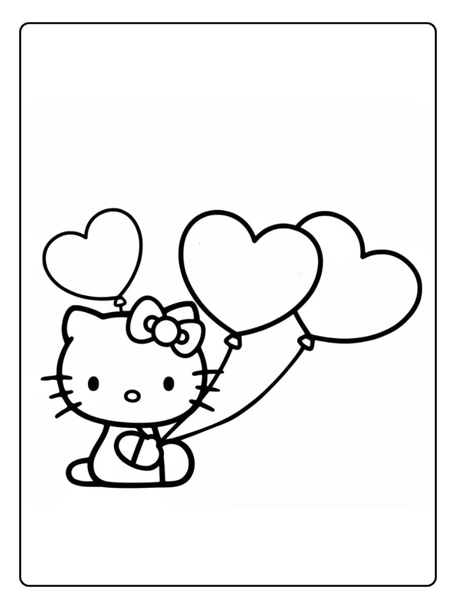 Simpele Hello Kitty Kleurplaat Zwart Wit
