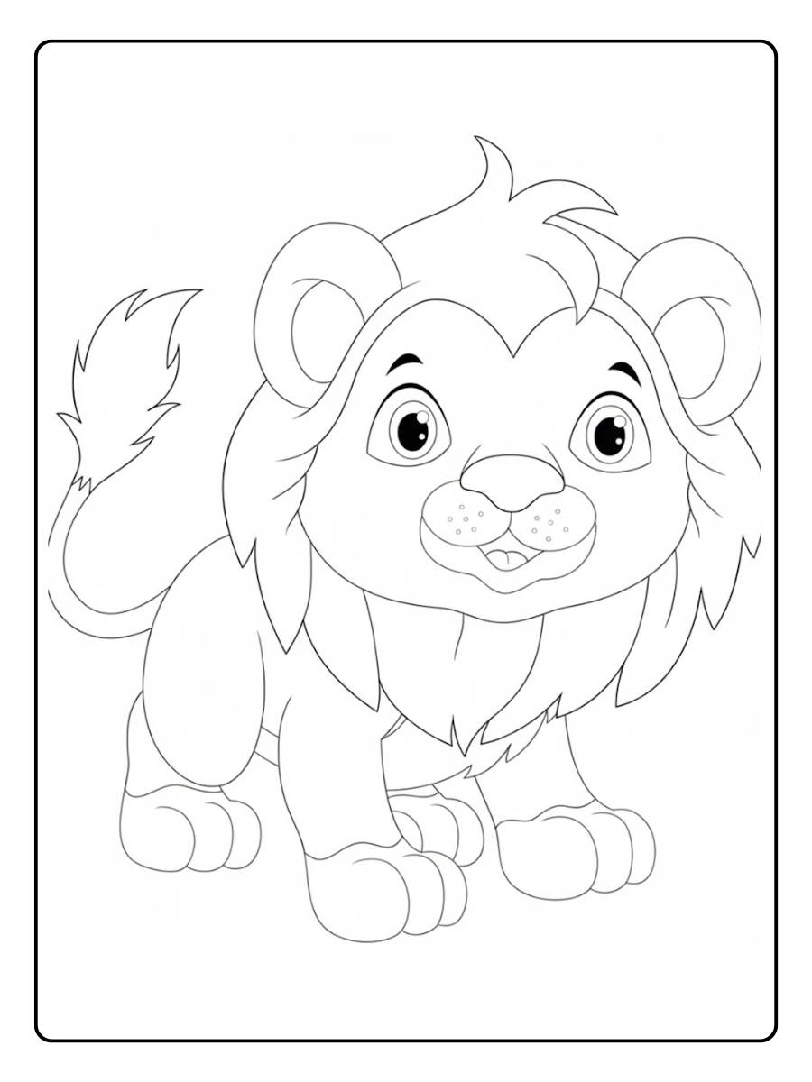 Simpele kleurplaat leeuw voor kinderen