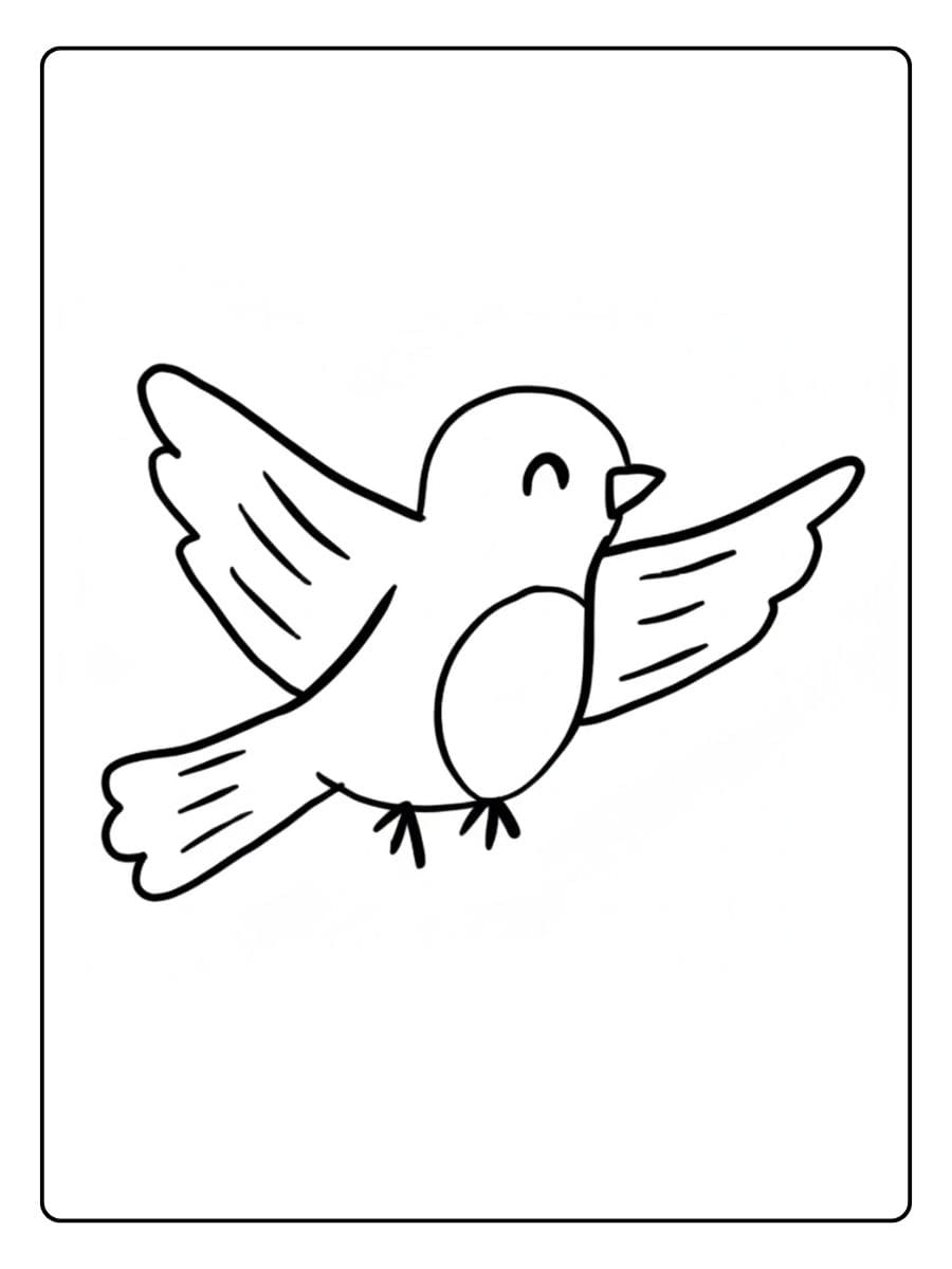 Simpele kleurplaat vogel die vliegt