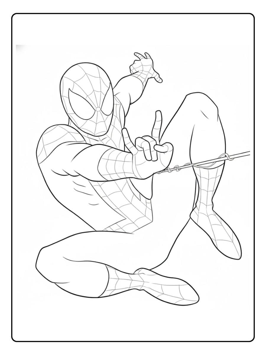 Spiderman kleurplaat, eenvoudige, dikke lijn kunst
